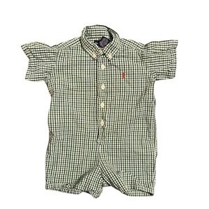 Ralph Lauren Green Button Down Baby Onsie